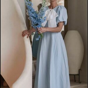 ANTONIO MELANI Light Blue Maxi Dress with White Bow